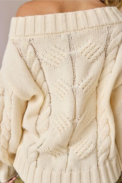 Eggnog Cable Knit Sweater