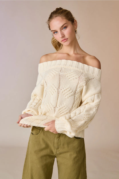 Eggnog Cable Knit Sweater