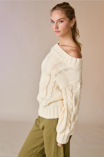 Eggnog Cable Knit Sweater