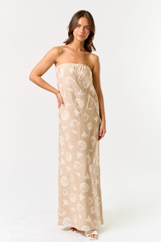 Gone Coastal Strapless Maxi Dress