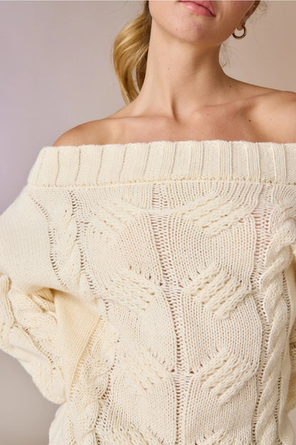 Eggnog Cable Knit Sweater